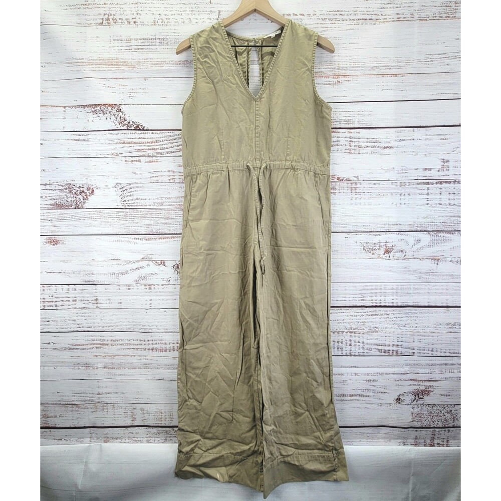 Ali Golden Womens Size S Jumpsuit Brown Sleeveless Drawstring Relaxed Lagenlook